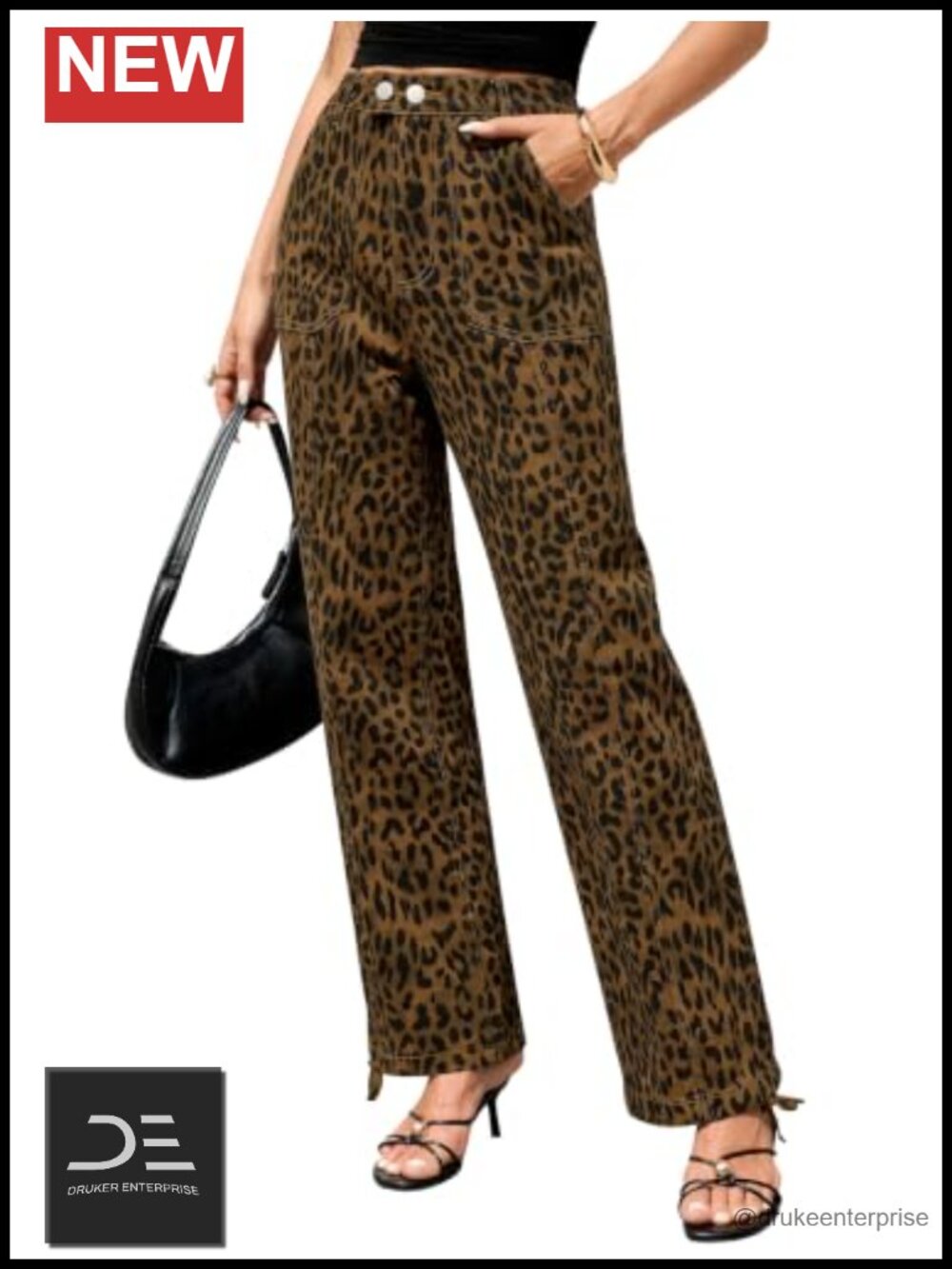 High Rise Wide Leg Baggy Stretch Jeans with Drawstring Cuffs